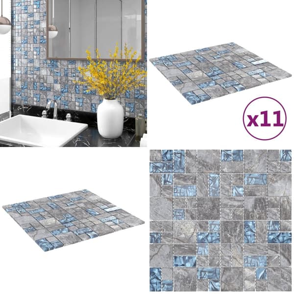 Mosaiikkilaatat 11 kpl siniharmaa 30x30 cm lasi - Mosaiikkilaatta - Mosaiikkilaatat - Home & Living