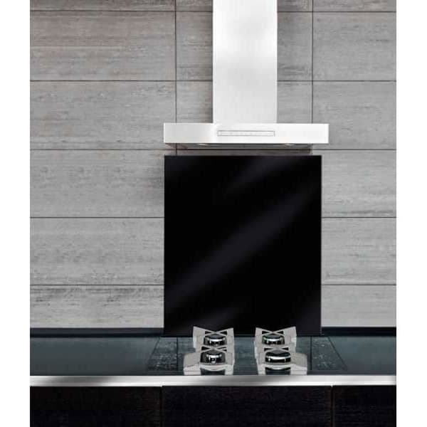 WENKO Spisfläkt botten, köksstänk i glas, härdat glas, 60x70 cm, svart