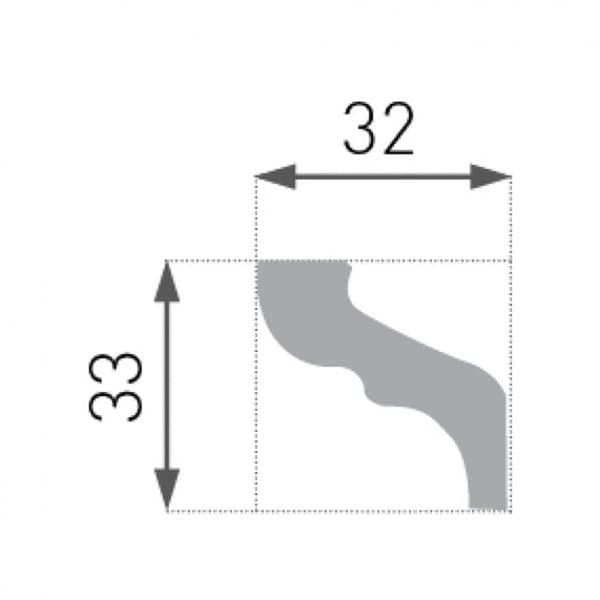 PROVISTON Taklist Polystyren 32 x 33 x 2000 mm Vit Karmlist