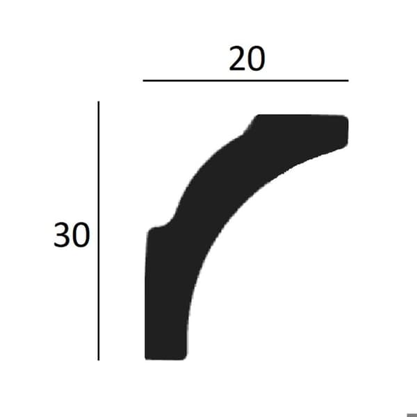PROVISTON Taklist 20 x 30 x 2000 mm Polyurethan Vit Högt kvalitet Stuckatur Robusta Hållbar Stötsäker 2 meter...