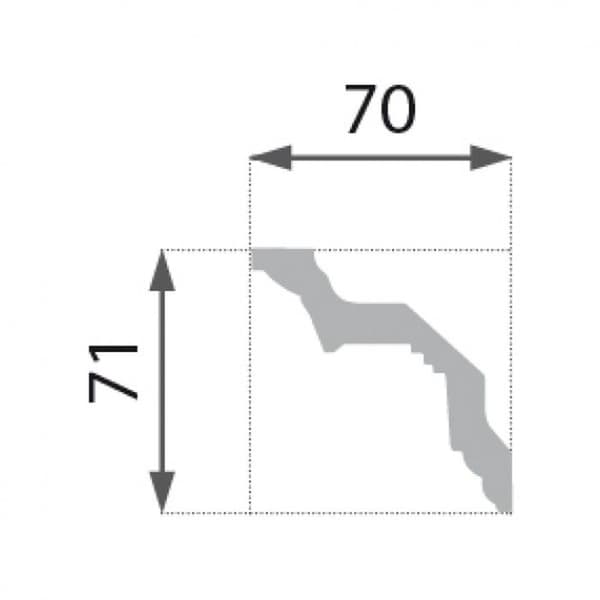 PROVISTON Taklist Polystyren 70 x 71 x 2000 mm Vit Corniche