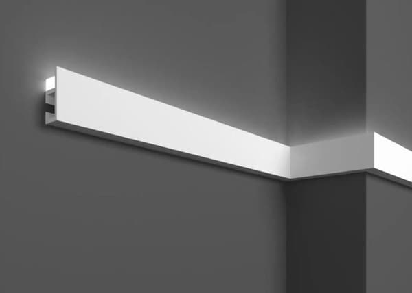 PROVISTON Dekorativ list 48 x 22 x 2000 mm Polymer Vit hög kvalitet Stuckatur Robust Hållbar Stötsäker 2 meter