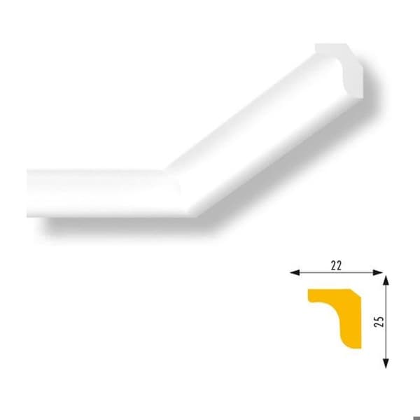 PROVISTON Taklist Polystyren 22 x 25 x 2000 mm Vit Listverk