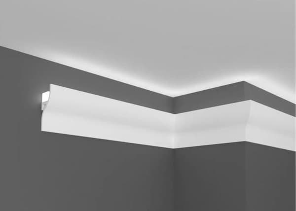 PROVISTON Dekorativ list 52 x 24 x 2000 mm Polymer Vit hög kvalitet Stuckatur Robust Hållbar Stötsäker 2 meter