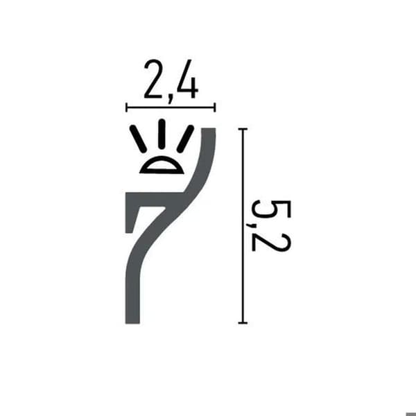 PROVISTON Dekorativ list 52 x 24 x 2000 mm Polymer Vit hög kvalitet Stuckatur Robust Hållbar Stötsäker 2 meter