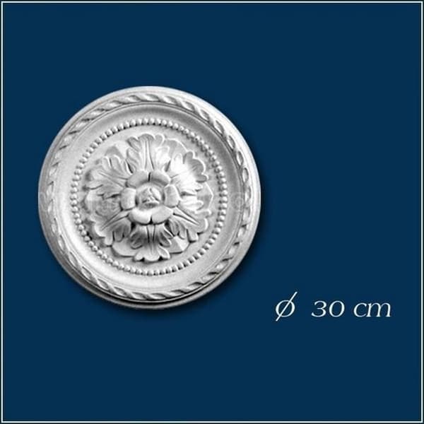 PROVISTON Rosett av stukkatur i polystyren Diameter 300 mm Vit hög kvalitet Stabil Lätt att montera Takrosett Väggdekoration...