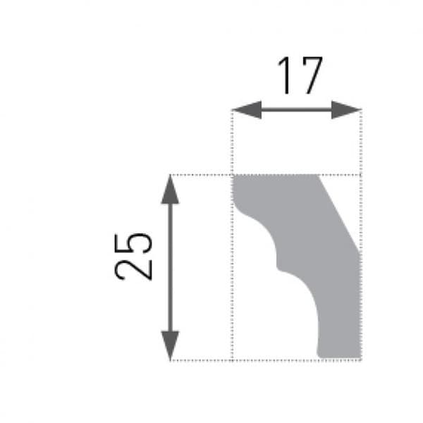 PROVISTON Taklist Polystyren 17 x 25 x 2000 mm Vit Kornisch