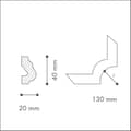 Miniatyrbild 2 av 2: Hörnset - Polystyren - O16 - Höjd 40 mm - Tjocklek 20 mm - Paket med 10 set