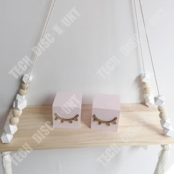 TD® Nordic Style Träpärlor Hylla Barnrumsdekoration Vägghylla Flytande Swing Rep Hylla