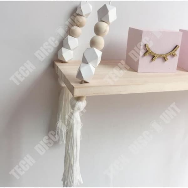 TD® Nordic Style Träpärlor Hylla Barnrumsdekoration Vägghylla Flytande Swing Rep Hylla
