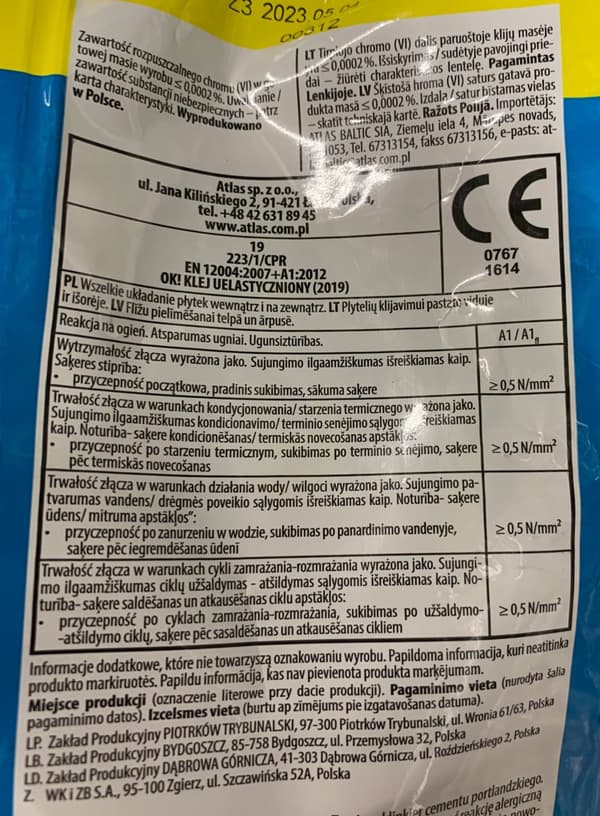 Elastiskt kakellim, klass C1TE, 5 kg
