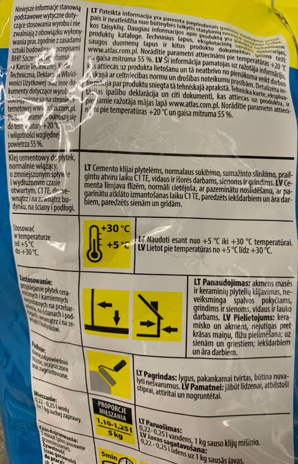 Elastiskt kakellim, klass C1TE, 5 kg