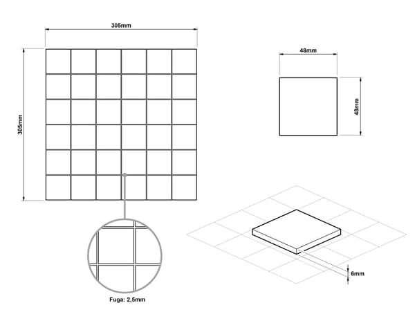 KERAMISK MOSAIK FIRKANTET MARMOR
