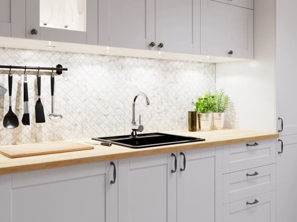 KERAMISK MOSAIK ARABESK GULD MARMOR
