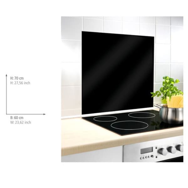 WENKO Spisfläkt botten, köksstänk i glas, härdat glas, 60x70 cm, svart