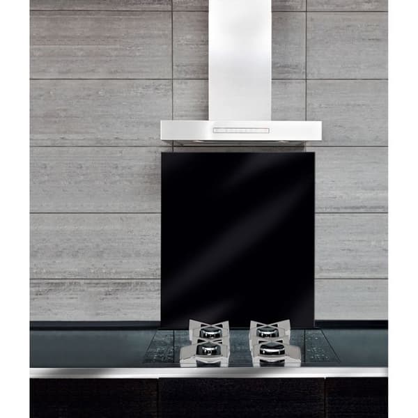WENKO Spisfläkt botten, köksstänk i glas, härdat glas, 60x70 cm, svart