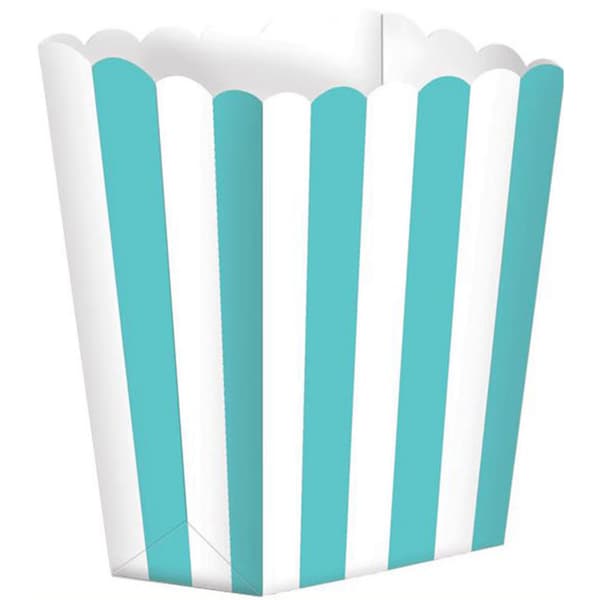 Amscan Scalloped Striped Popcorn Holder (Pack of 5) Robins Egg Blue One Size