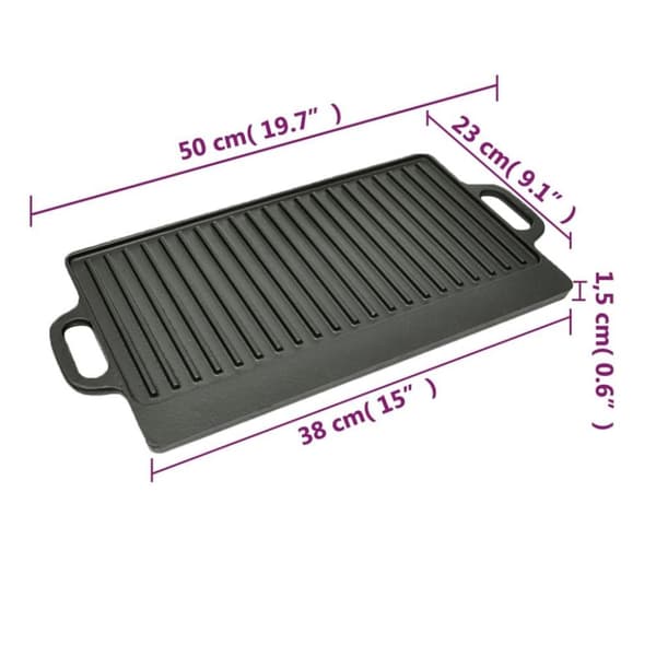 vidaXL Grillplate i støpejern vendbar 50x23 cm