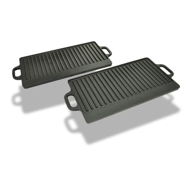 vidaXL Grillplate i støpejern 38x23 cm vendbar 2 stk