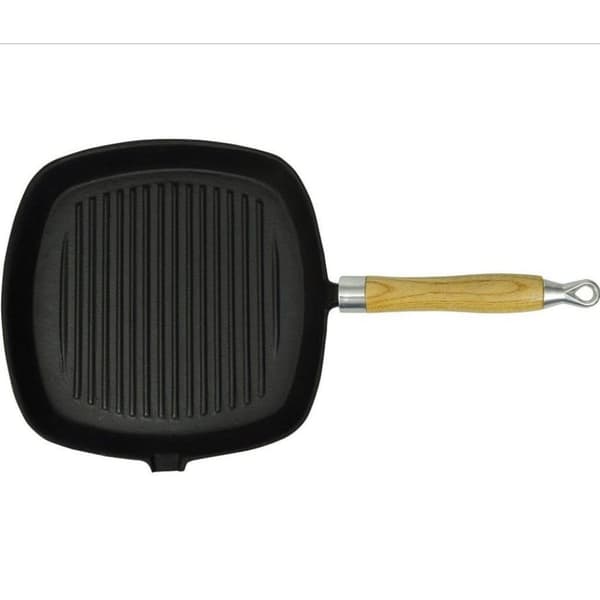 vidaXL grillpande i støbejern med træhåndtag 20x20 cm