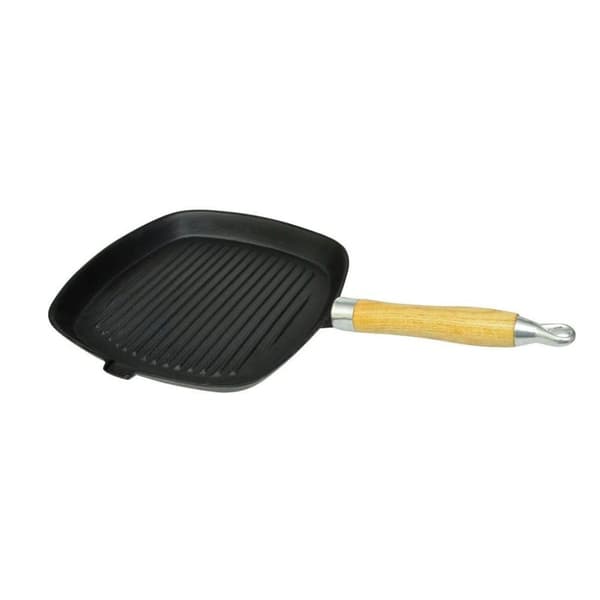 vidaXL grillpande i støbejern med træhåndtag 20x20 cm