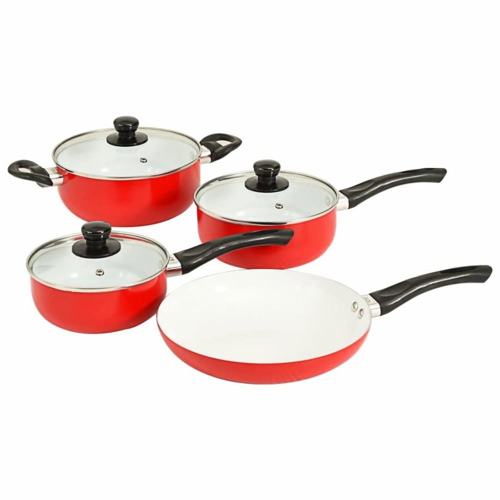 vidaXL Köksset 7 delar röd aluminium