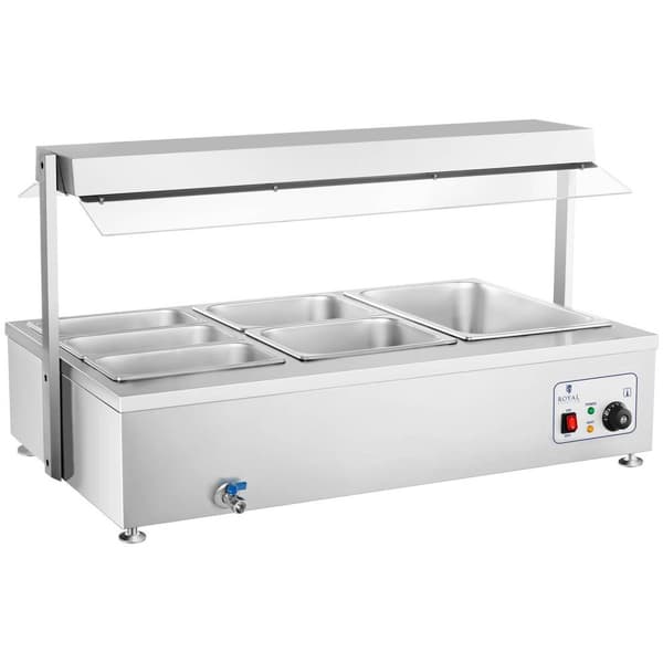 Royal Catering Torr bain marie - 6 GN - Med kötthylla och tappkran