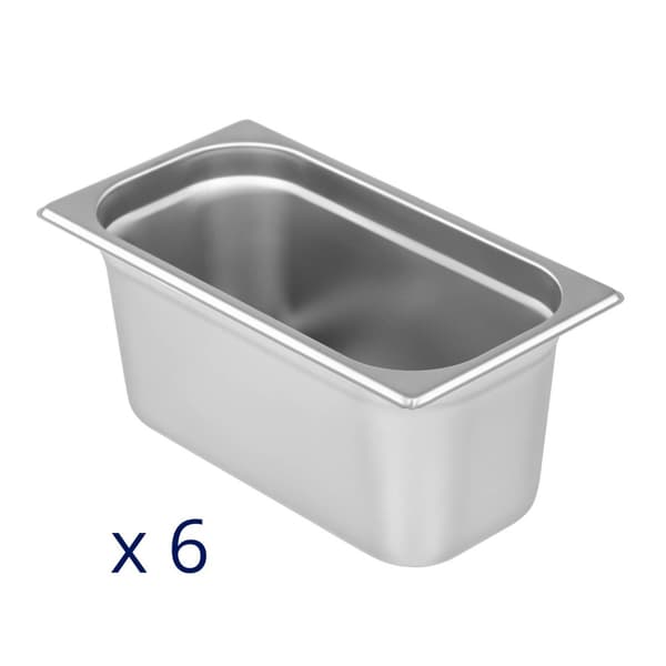 Royal Catering Bain marie - 2000 W - 6 x 1/3 GN-behållare - Med underrede och tappkran