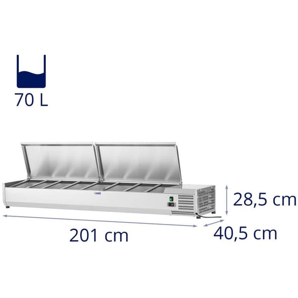 Royal Catering Kylränna - 200 x 39 cm - 9 GN 1/3 behållare