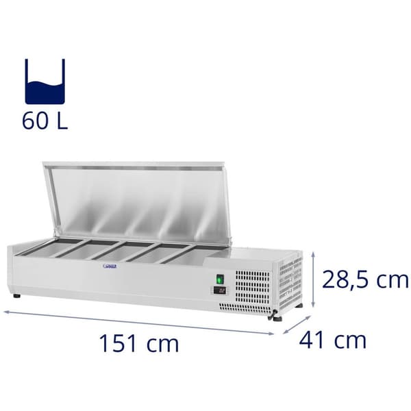 Royal Catering Kylränna - 150 x 39 cm - 6 GN 1/3 behållare