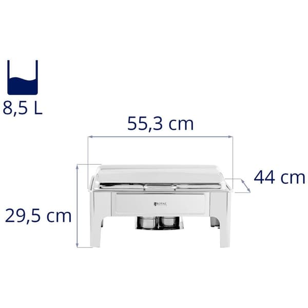 Royal Catering Chafing dish - GN 1/1 - Royal Catering - 8,5 L - 2 bränsleceller - Halvrund