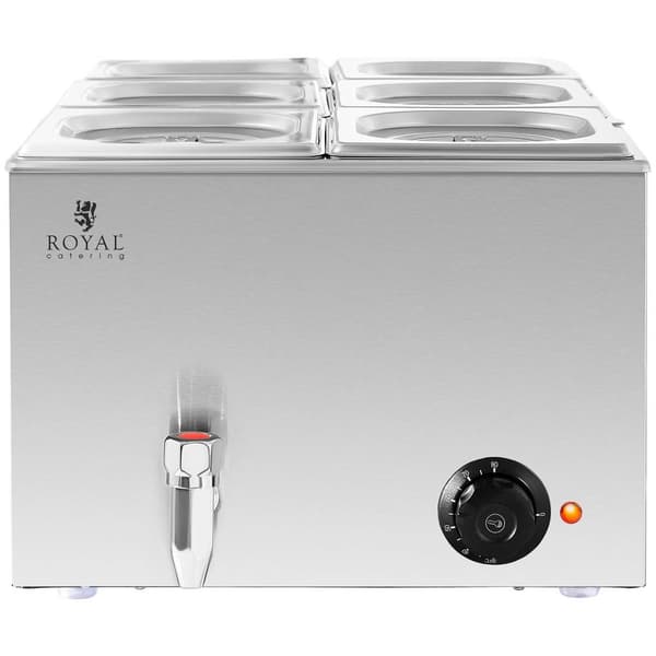 Royal Catering Bain marie - 600 W - 6 GN 1/6 - Tappkran