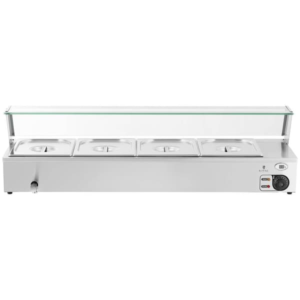 Royal Catering Bain marie - 2000 W - 4 GN 1/2 - Tappkran - Glasskydd