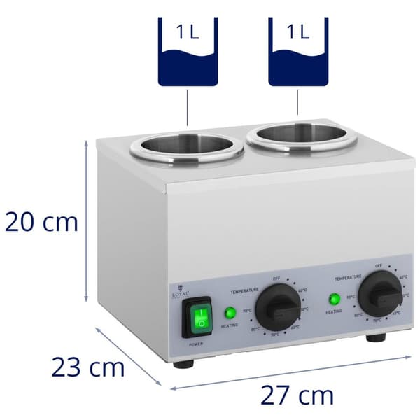 Royal Catering Såsvärmare - 2 x 1 L - Kontrollpanel i botten - Royal Catering