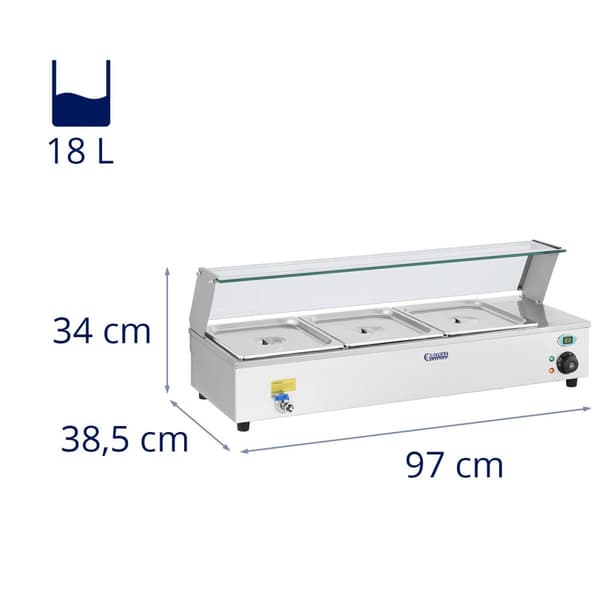 Royal Catering Bain Marie - 3 x GN - 1/2 - Tappkran