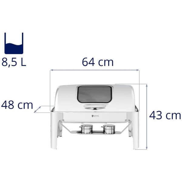 Royal Catering Chafing dish - GN 1/1 - Royal Catering - 8,5 L - 2 bränsleceller - Lock med fönster