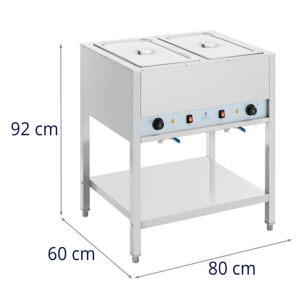 Royal Catering Bain Marie - 1265 W - 2 x GN 1/1 - med bas - Royal Catering