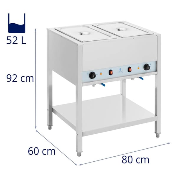 Royal Catering Bain Marie - 1265 W - 2 x GN 1/1 - med bas - Royal Catering