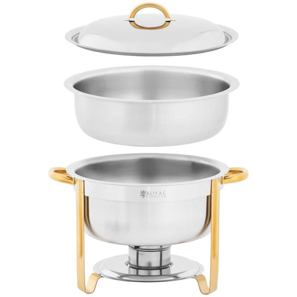 Royal Catering Chafing dish - rund - guldaccenter - 4,5 L - 1 bränslecell - Royal Catering