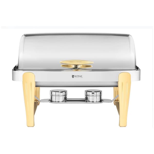 Royal Catering Chafing dish - GN 1/1 - guldaccenter - roll-top huva - 9 L - 2 bränsleceller - Royal Catering