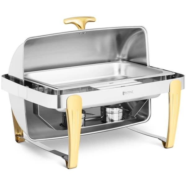 Royal Catering Chafing dish - GN 1/1 - guldaccenter - roll-top huva - 9 L - 2 bränsleceller - Royal Catering