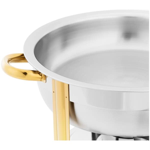 Royal Catering Chafing dish - runda - guldaccenter - 4,5 L - 1 bränslecell - vikbara fötter - Royal Catering