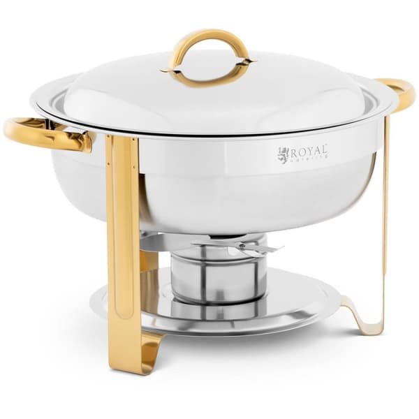 Royal Catering Chafing dish - runda - guldaccenter - 4,5 L - 1 bränslecell - vikbara fötter - Royal Catering