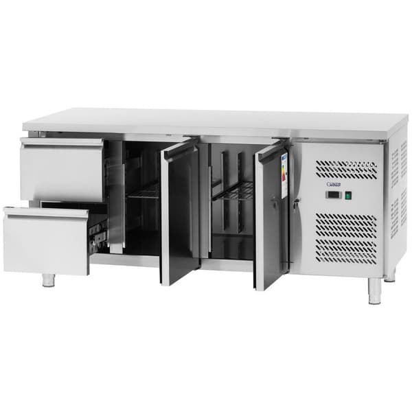 Kylbänk - 417 L - 2 x GN 1/2 + 2 fack - 179 x 70 cm - Royal Catering