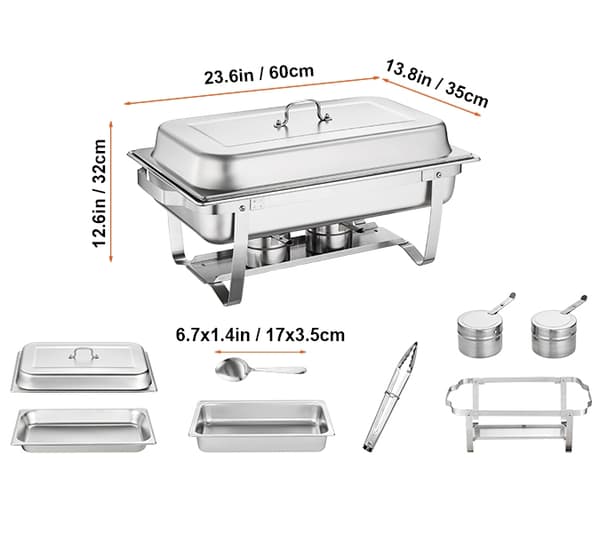 4st 8QT rektangulär skavskål kit för hem och kommersiellt bruk, stor kapacitet, lätt att underhålla och rengöra