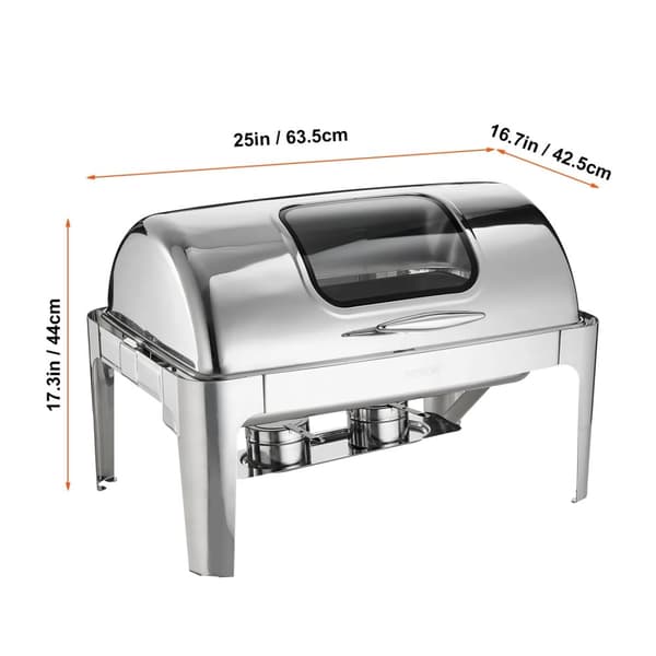 Chafing Dish Sæt, Rulle-top Design, Rustfrit Stål, 9QT