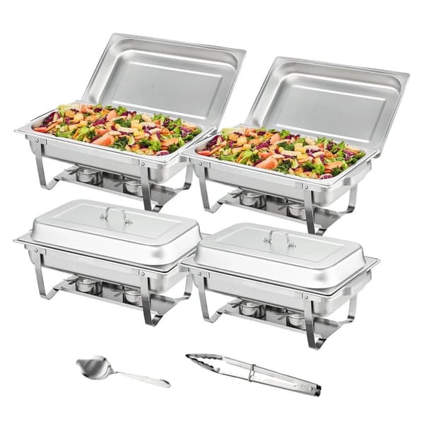 Chafing Dish Sæt, 8 Qt Kapacitet, Holdbart Rustfrit Stål Design,4 Pakker 4 Packs