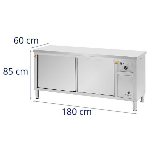 Royal Catering - Värmeskåp för mat - 180 x 60 x 85 cm - 30 till 80 °C