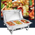 Miniatyrbillede 2 af 2: Rustfrit Stål Chafing Dish, Elegant Design, Drypfri Vandpande,Sølv
