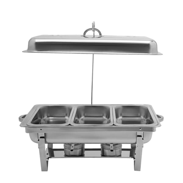 Rustfrit Stål Chafing Dish, To-Kompartments Design, 4,5L Kapacitet,Tre-rum